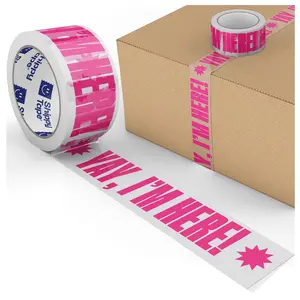 Decorative Packing Tape for Small Business Cute Designer Printed Packaging Shipping Tape 1.88" x 110 Yards Clear Hot Pink