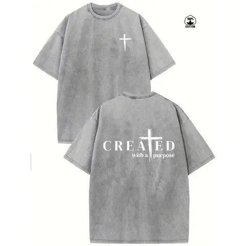 Men's Vintage Casual Geometric Graphic T-Shirt - 230g Heavyweight Washed Pure Cotton Knit, Loose Fit Distressed Round Neck Short-Sleeve, Streetwear Mensfashion Apparel, All Seasons Gifts for Him, Birthday Gifts for Him, Men's Shirts Graphic Tee