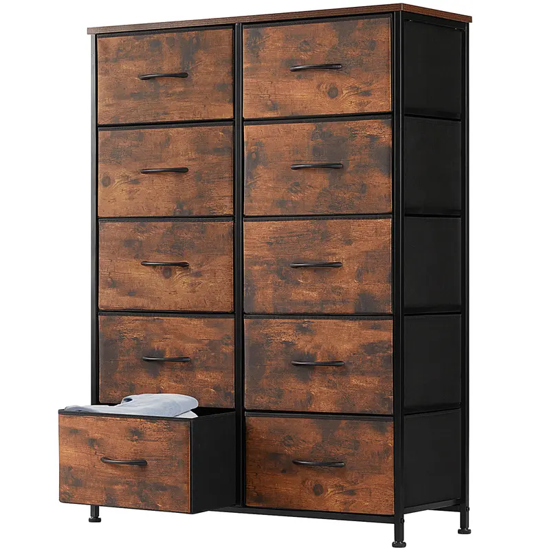 【Deal】Sweetcrispy Modern Storage Cabinet - 10-Drawer Fabric Tower Dresser with Wood Compartment, Breathable Bins, Fabric Finish, Multiple Storage Drawers, Assembly Required, Bedroom Closet Dorm Organization Solution