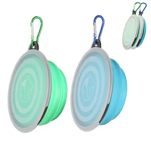 Collapsible Dog Travel Bowls with Cover Lids, Portable Foldable Pet Water Bowls, 2 Pack, Small
