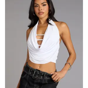 Sultry Sweet Cowl Neck Crop Top