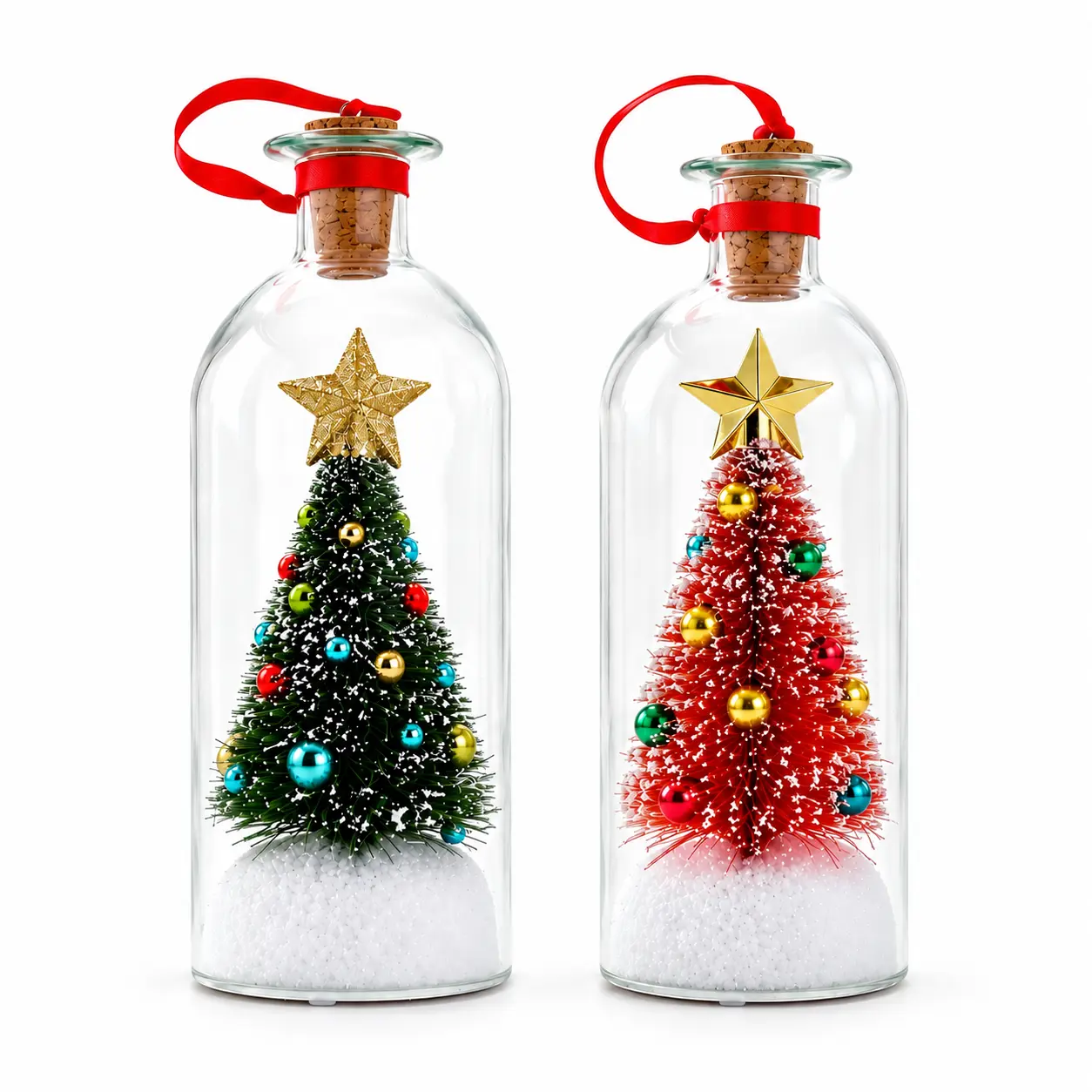 Recordable Christmas Message in a Bottle Ornament 8 Inch Voice Recording Holiday Keepsake with Playback Snowy Christmas Tree Scene Plastic Bottle Decoration for Tree Home and Gift,back to school,back to school haul-YY2