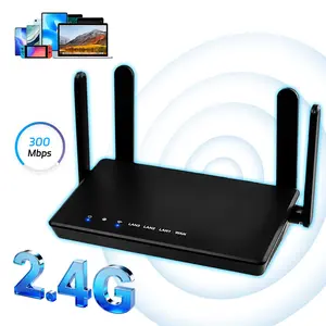 WiFi Router 300Mbps, 4 Antennas Stable Performance Whole House Coverage, Black/White Design, WP2 Security, Ideal for Multi-User Multi Device Support HD Streaming Gaming & Remote Work