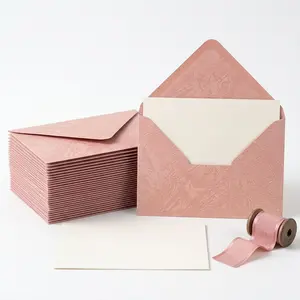 Spiritlink 20 Pack Tree Grain Cherry Blossom Pink Envelopes, 16.4x11cm (6.45x4.33in) 120gsm Heavyweight Paper, for Wedding Invitations, Bridal Showers, Baby Showers, Birthday Parties & Stationery