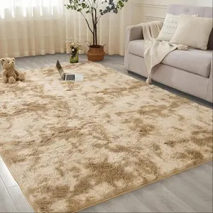 Tie-Dye Faux Fur Shag Rug, Non-slip Soft Floor Carpet for Living Room, Bedroom, Study Room Decor
