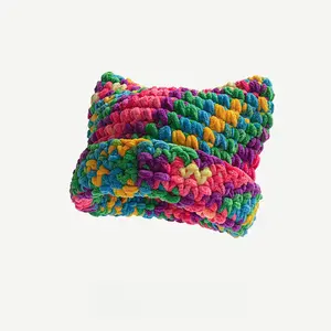 Dopamine Color Chunky Knit Beanie, Warm Ear-Flap, Cute Face-Slimming and Unique Slouchy Hat Dopamine Color Chunky Knit Beanie, Warm Ear-Flap, Cute Face-Slimming and Unique Slouchy Hat