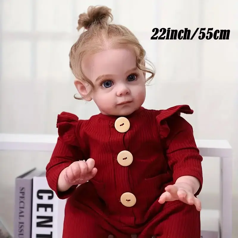Lifelike 20 inch reborn baby doll with baby bottle & magnetic pacifier feels, Changeable outfits, DIY hairstyles, blue-gray eyes for doll lovers and kids birthdays 3+