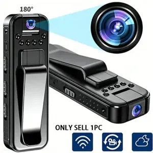 1080P Wearable Action Camera, Video Blog Camera, Portable Camera, 180° Sports Camera, Video Recording Camera Portable Clip Design, Wifi Wireless Transmission, Infrared Night Vision, Suitable for Outdoor Sports
