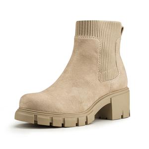 FITORY Women's Fall Boots, Chelsea Boots, Fashion Ankle Chunky Booties, Slip On Elastic Size 6-11