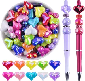 Focal Beads for Pens Bulk Focals for Beaded Pens 40Pcs Peach Heart Beads for Beadable Pens Acrylic Focal Beads for Keychain Making Jewelry Making Bracelet Necklace Crafts Charms