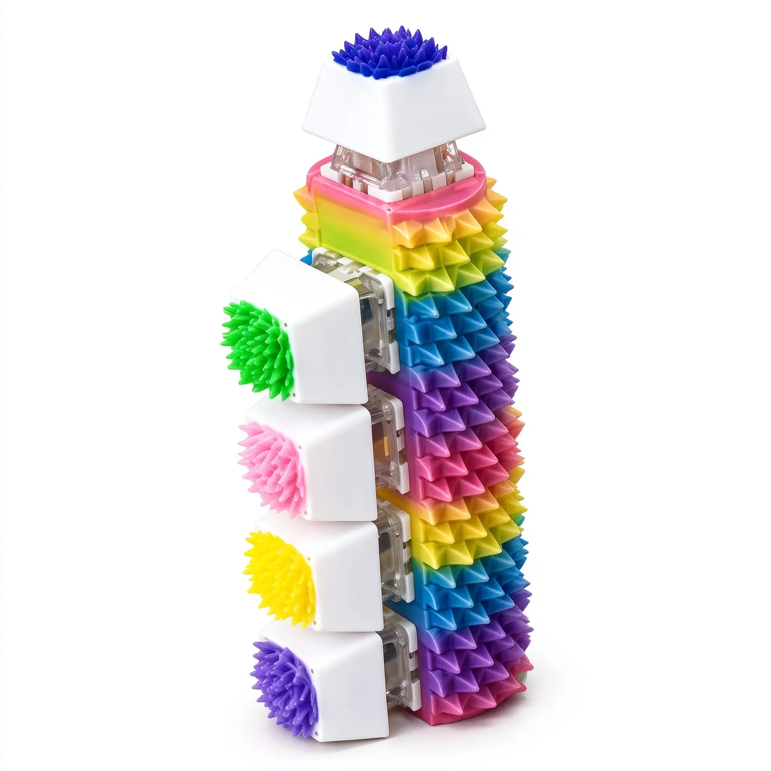 5-Key Spiky Sensory Fidget Toy, Clicky Mechanical Keyboard Grip Exerciser for Anxiety Relief & Finger Strength