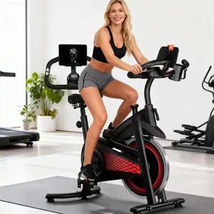 Home Exercise Bike, 18lbs Flywheel Indoor Cycling Bike with Silent Belt Drive, 300 lbs Capacity Stationary Bike with LED Display & Ultra-Soft Seat for Home Gym, Apartment Cardio Workout