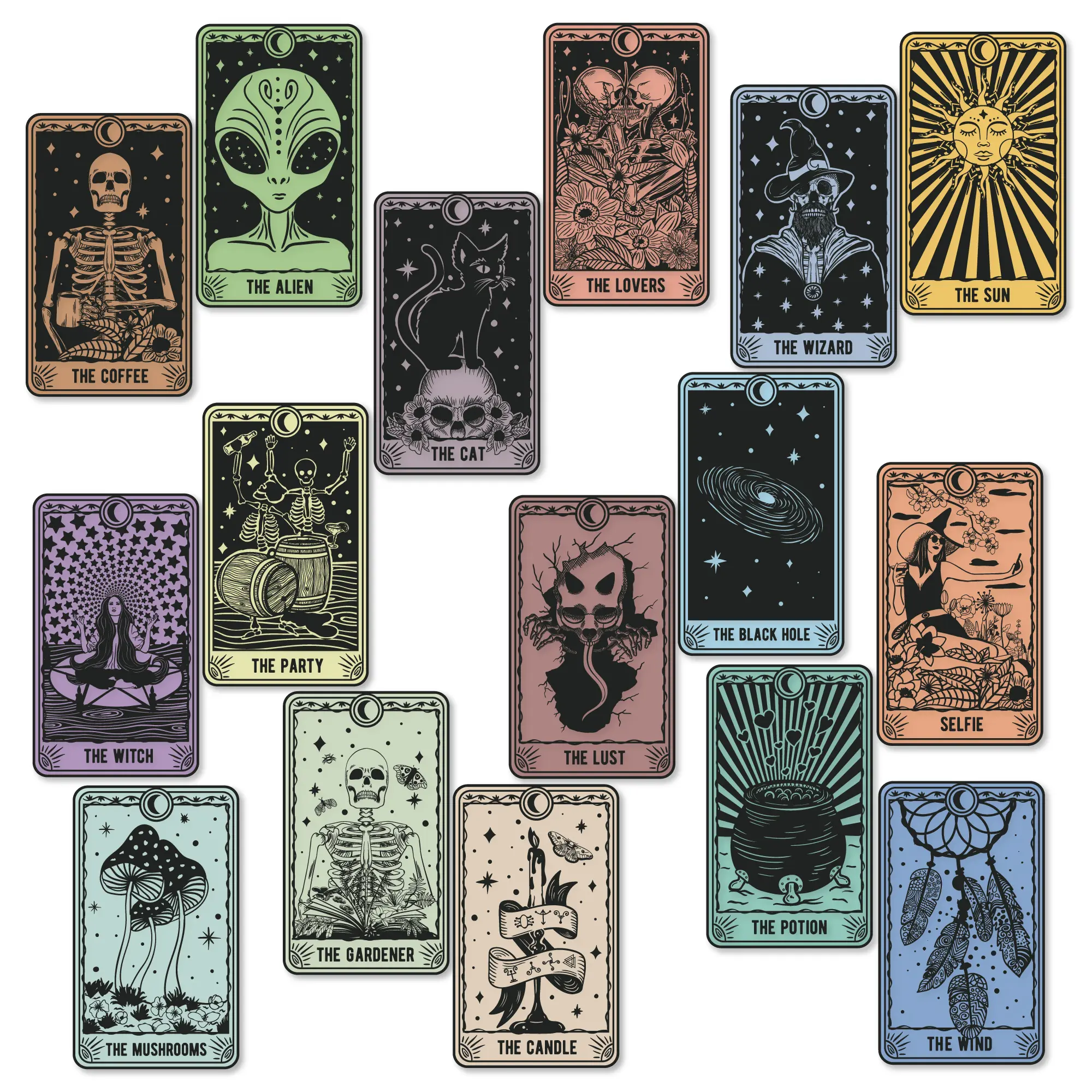 Tarot Cards Sticker Extra Large Stickers for Adults Funny Adhesives with Memes Funny Stickers with Colorful Graphic Decals Multi