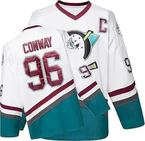 Mighty Ducks Movie Hockey Jersey 90S Hip Hop Adults Clothing for Party, Stitched Letters and Numbers
