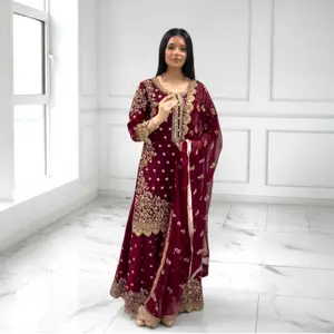 Plus size palazzo Suit With Dupatta For Party Wear