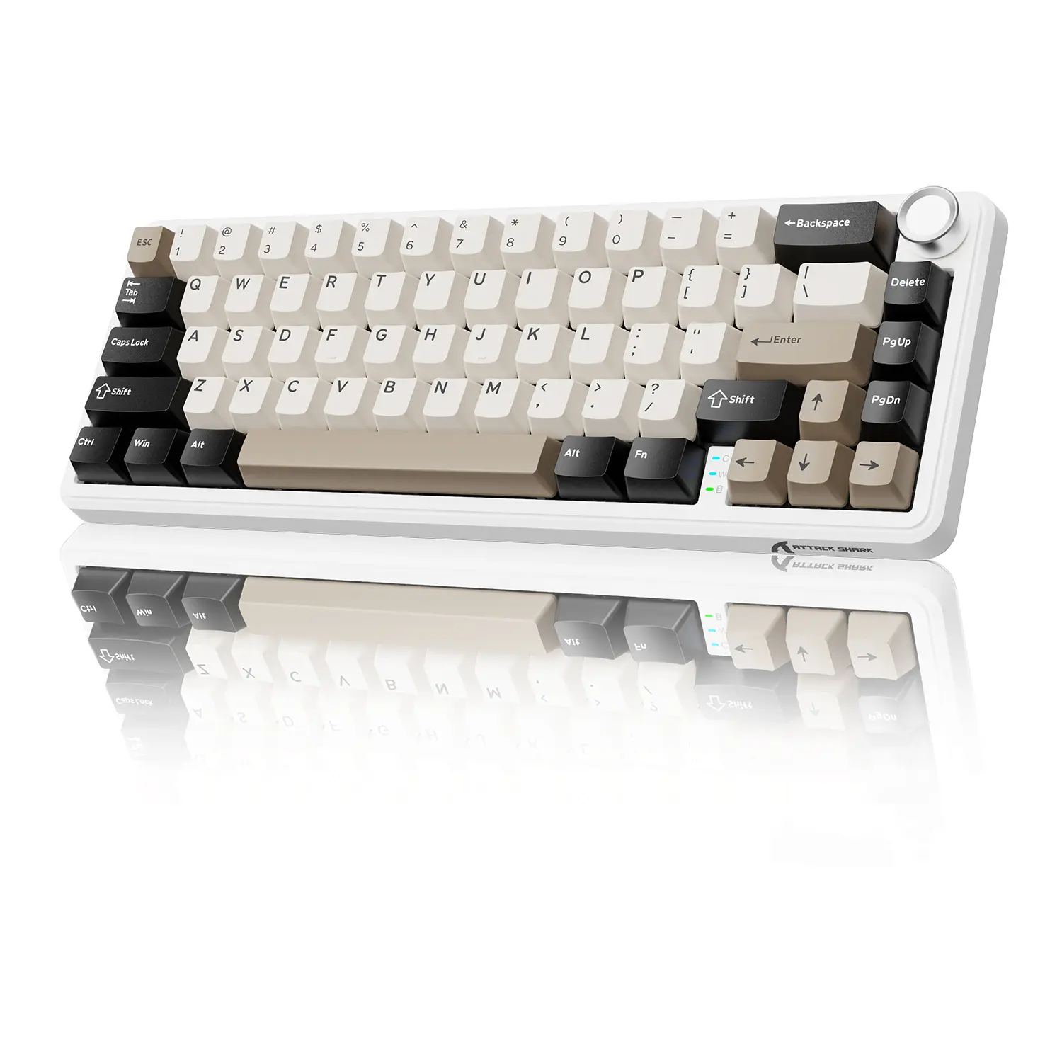 ATTACK SHARK X66 Cheese White 60% TKL RGB Mechanical Gaming Keyboard - Tri Mode (USB-C Wired/BT5.0/2.4Ghz), Volume Knob, Gasket Mount, PBT Keycaps, Hot Swappable Strawberry Switches, NKRO, Creamy Sound for PC, Win, Mac backtoschool backtoschool