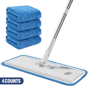 4pcs Replaceable Microfiber Washable Spray Mop Dust Mop Household Cleaning Pad, Microfiber Mop Pads, microfiber mop refills, Blue, Home Cleaning Supplies, Durable & Reusable