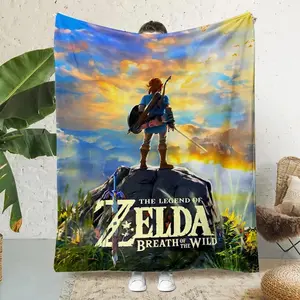 Hyrule Heritage Blanket Triforce Golden Design Ultra Soft Flannel Fabric All Season Comfort Essential For Gaming Marathons Camping Trips Ultimate Zelda Fan Gift