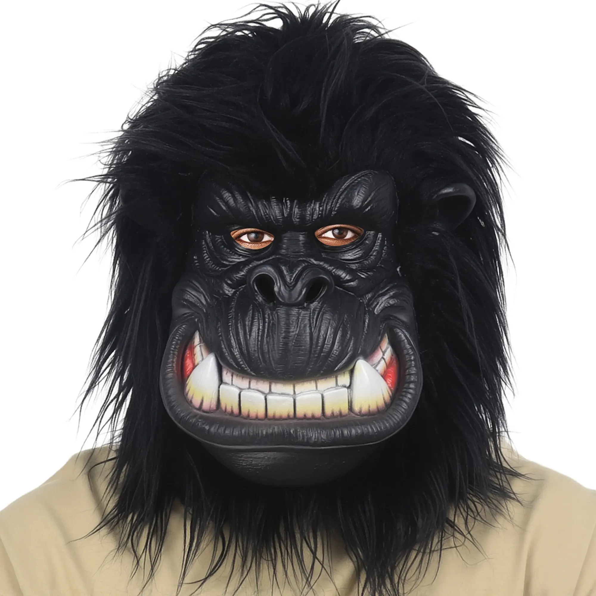 MOKRY PARTY Gorilla Mask Hairy Latex Animal Mask Monkey Head Mask Halloween Carnival Costume Mask