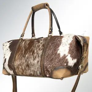 American Darling Duffel Bag Western Hair-On Cowhide Genuine Leather Travel Bag with YKK Zipper and Shoulder Strap