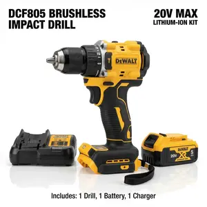 DEWALT DCF805 20V Brushless Impact Drill Driver For Home Repair And Installation With 90Nm Torque LED Work Light Wrench Lithium High Power Cordless Rotary Hammer Hand Nailer Kit Replacement Pack Battery M18 Set Tool Electrician Multi-Function task diy