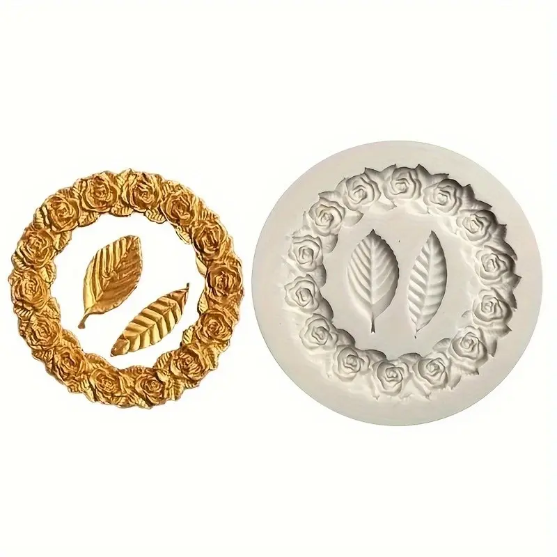 Silicone Rose Wreath Mold, Floral Round Decoration, DIY Handmade Crafts, Rose Chain Mould, Perfect for Weddings and Events, Soap Molds, Soap Making Molds