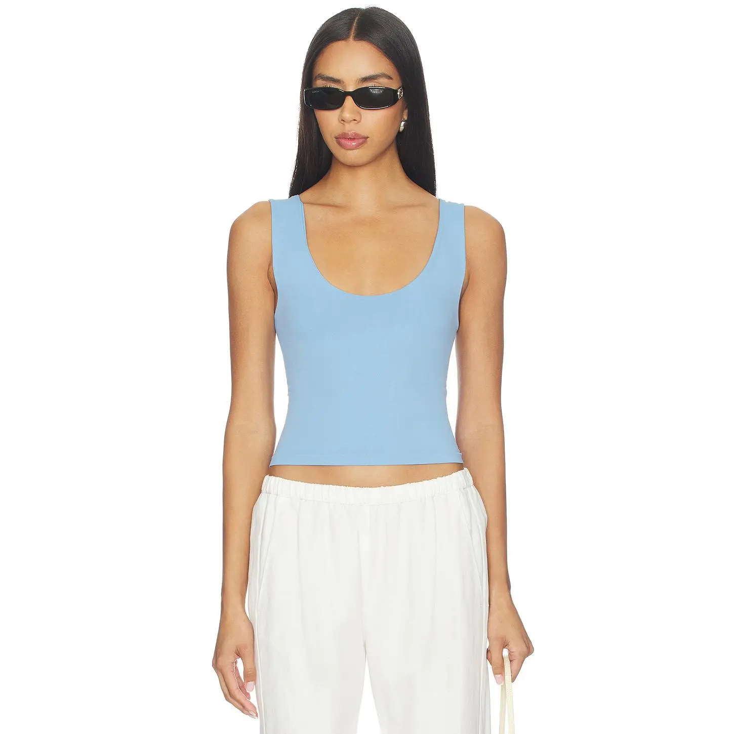 Free People Clean Lines Muscle Tank in Blissful Blue