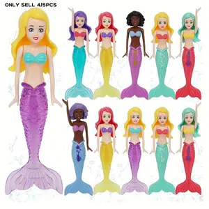4/5 Pcs Mermaid Diving Toys, Mermaid Design, Transparent Mermaid Bath Dolls, Solid Color Black & White Mermaid Decorations, Set Options, Summer Water Entertainment Fun Playtime