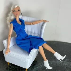 Handmade 3D Printed Chair: 1/6 scale chair 3D printed White with golden legs. No doll