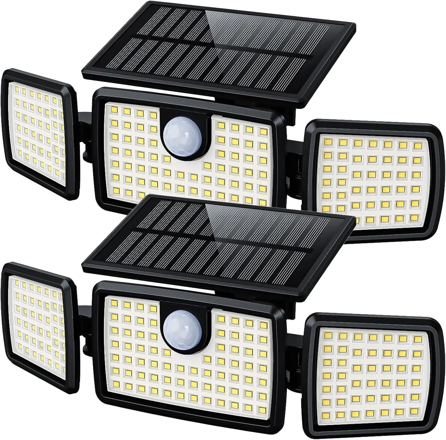 2-Pack Solar Motion Sensor Outdoor LED Security Lights, Waterproof, Tempered Glass Solar Panel, 3 Lighting Modes