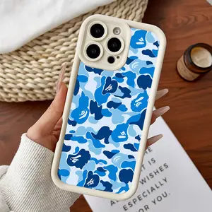 Compatible for iPhone11/12/13/14/15/16/17/promax/x/xs/xr/xsmax Case Blue Bape Camo Soft TPU Shockproof Protective CASE Protection Cellphone, Cover, Accessories, Smartphone