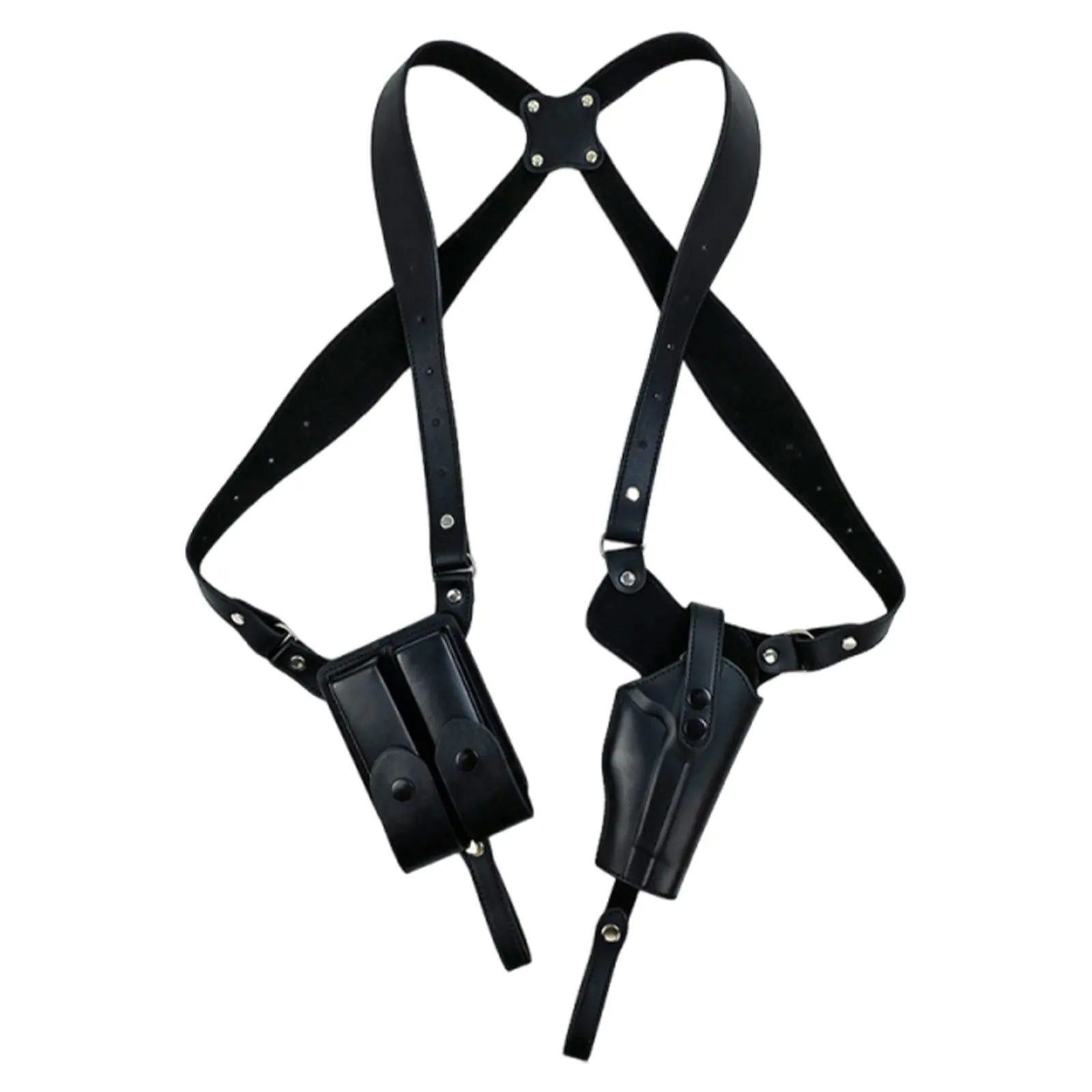 Leather Adjustable Vertical Concealed Shoulder Holster with Double Magazine Pouch, Fit for 1911, 92, 92G & Most Pistols for Hunting & Outdoor Conceal Carry, Shoulder Holster For Conceal Carry