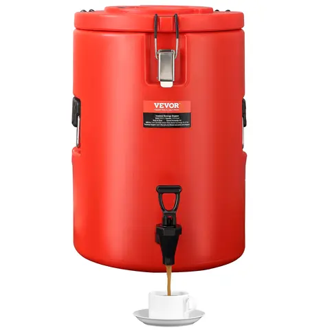 VEVOR 4.5gal Stainless Steel Insulated Beverage Dispenser with Cover, 17.2L 6.6lb Portable Lightweight Thermal Server, 0.87in Food-Grade Hot/Cold Drink Holder with Spigot Handle for Restaurants, Coffee Use
