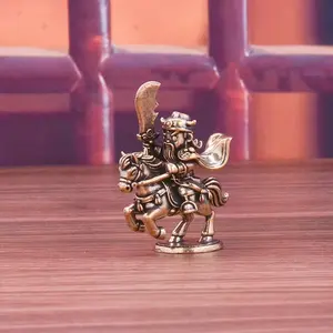 Antique Vintage Traditional Brass Guan Gong Horse Statue Figurine, Perfect for Living Room Bedroom Decor, Unique Home and Office Ornament, Artwork, Collectible Figurines, Home Decor Ornaments