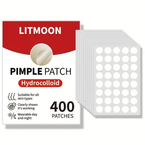 400pcs round hydrocolloid acne patches, ultra-thin, invisible, breathable, hypoallergenic formula, suitable for all skin types, especially for sensitive skin.