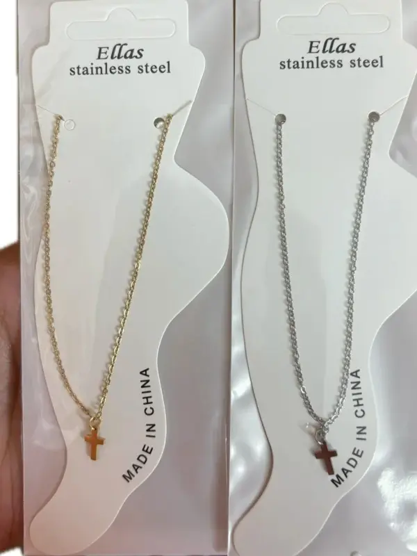 Stainless Steel Cross Charm Anklets