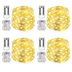4 Pack 20 Ft 60 LED Fairy Lights Battery Operated Christmas Lights with Remote Waterproof 8 Modes Firefly Twinkle String Lights for Party Bedroom Wedding Halloween Decorations Box Hook Transparent Ornaments graduation decorations