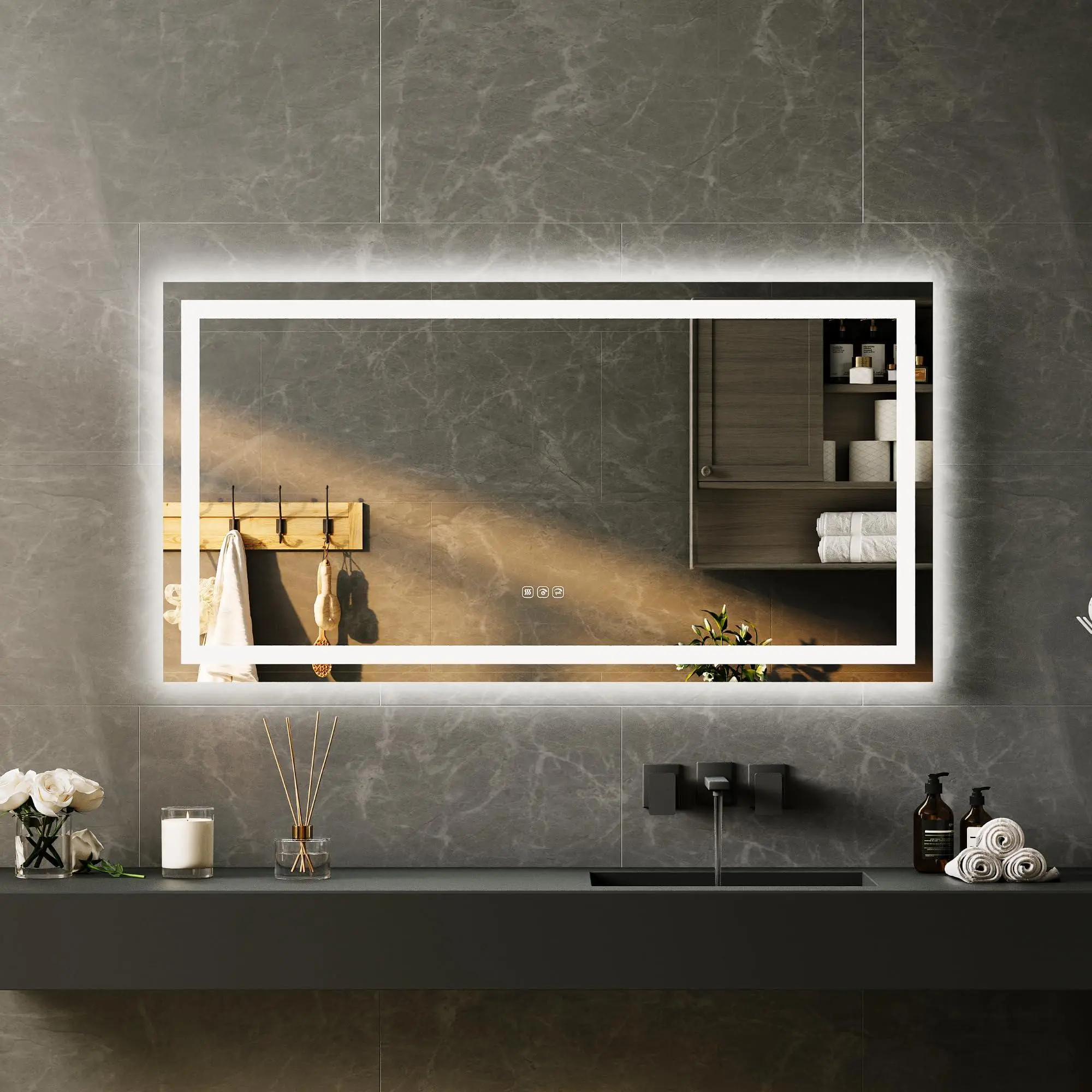 GARVEE LED Bathroom Vanity Mirror with Lights, Front and Backlit, Stepless Color Temperature Dimmable, Anti-Fog, 5mm HD Glass, Frameless Vanity Mirror, 50 x 26 inch
