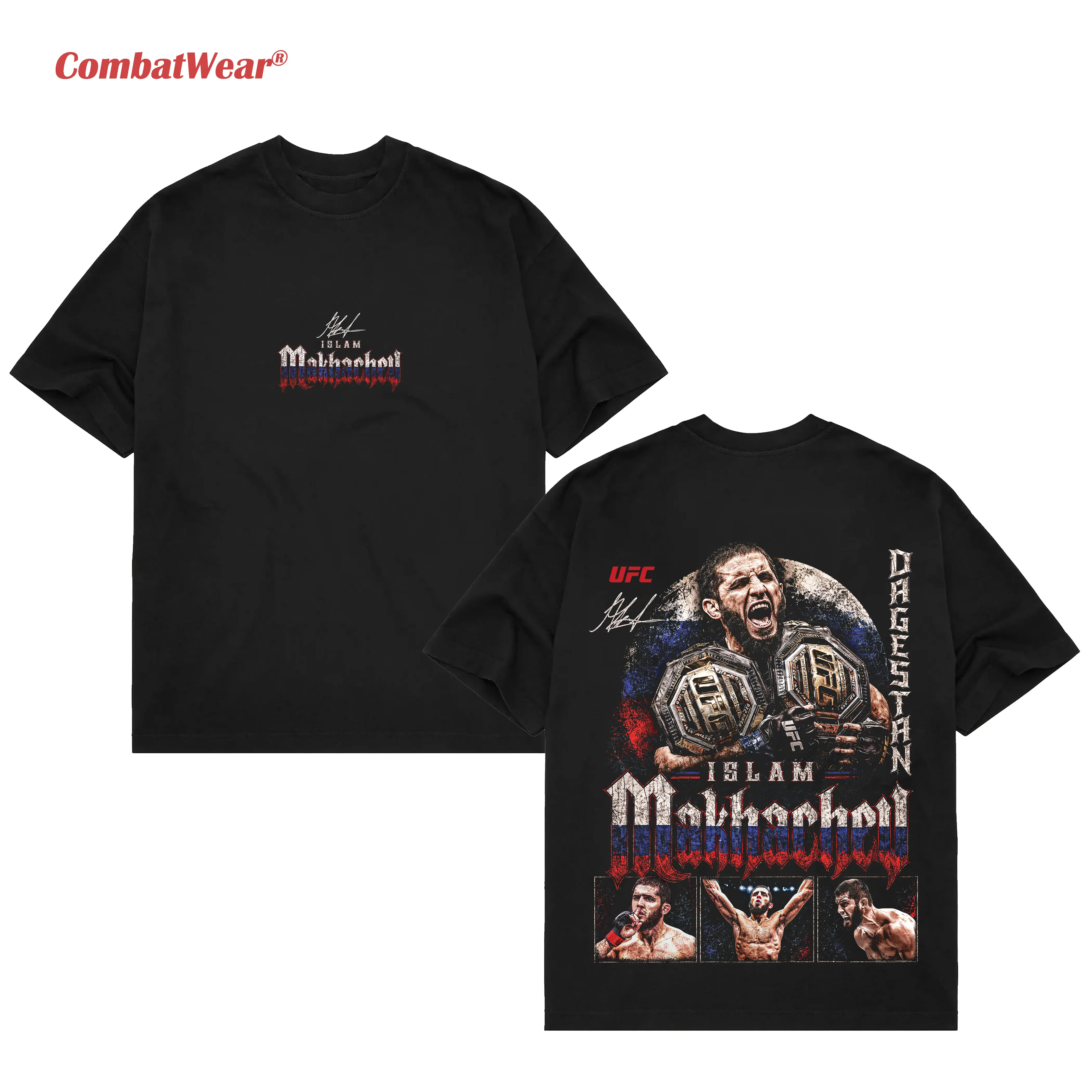 COMBATWEAR Islam Makhachev Dagestan UFC 330 Tee, UFC MMA Fan Custom Graphic Design, Gift for Fighters, Sports Apparel
