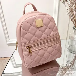 Trendy Geometric Mini Backpack, Colorblock Zipper Multi-Pocket Bag, Adjustable Shoulder Straps, Perfect for Work School Shopping Daily Use
