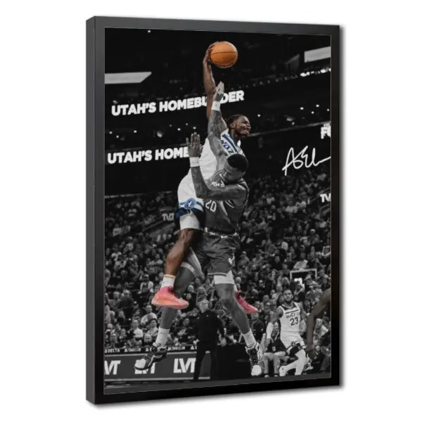 Anthony Edwards NBA Superstar Signed Look Canvas Wall Art, Basketball Poster Print, Home Decor for Sports Room, Fan Gift