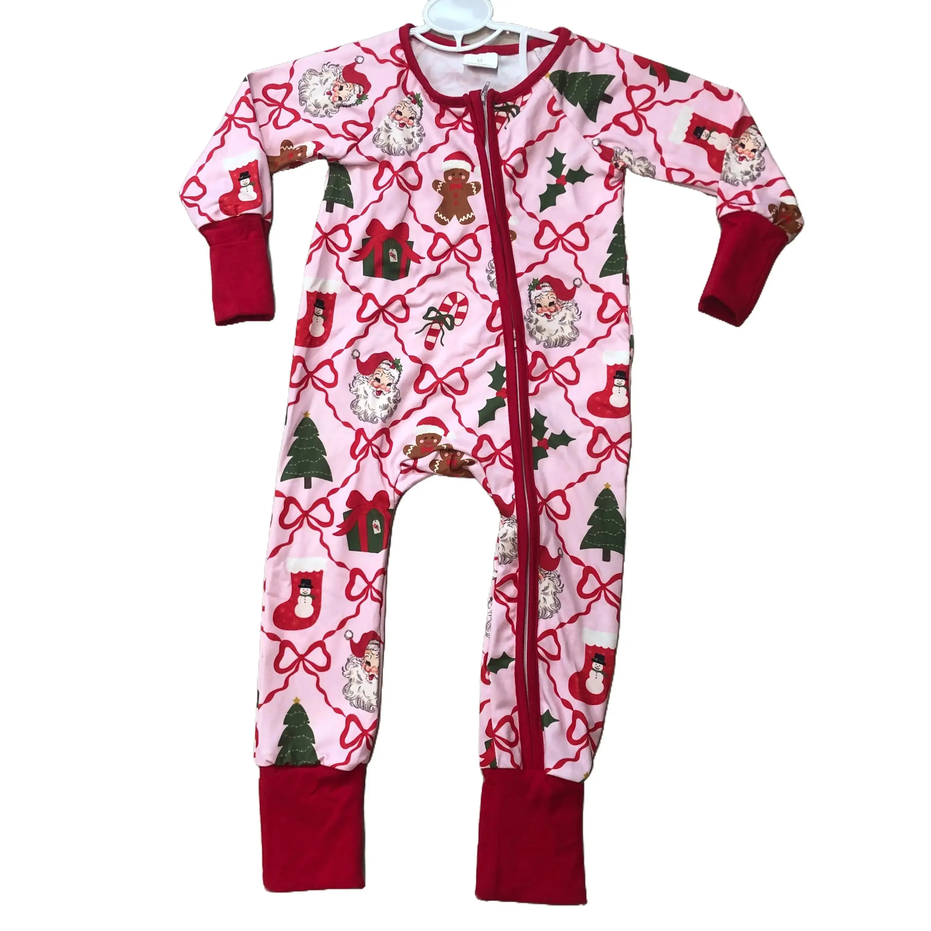Baby Girl Christmas Romper Santa Claus Zip Romper Santa Claus Baby Onesie