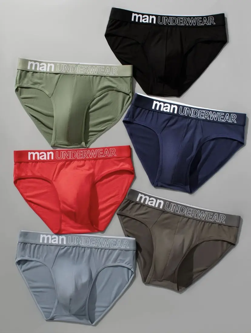 Men's Casual Boxer Briefs Bundled 6-Piece Set, Comfortable Underwear with a Stylish Letter Logo Waistband, Boxer Briefs Set, Casual Briefs, Bundled Men's Briefs