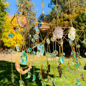 Boho Home Decor Rainbow Maker Handmade Dream Catcher - Gold Plated, Wind Chime, Garden Charm, Xmas Gift, Light Metal Sunshine Ornaments