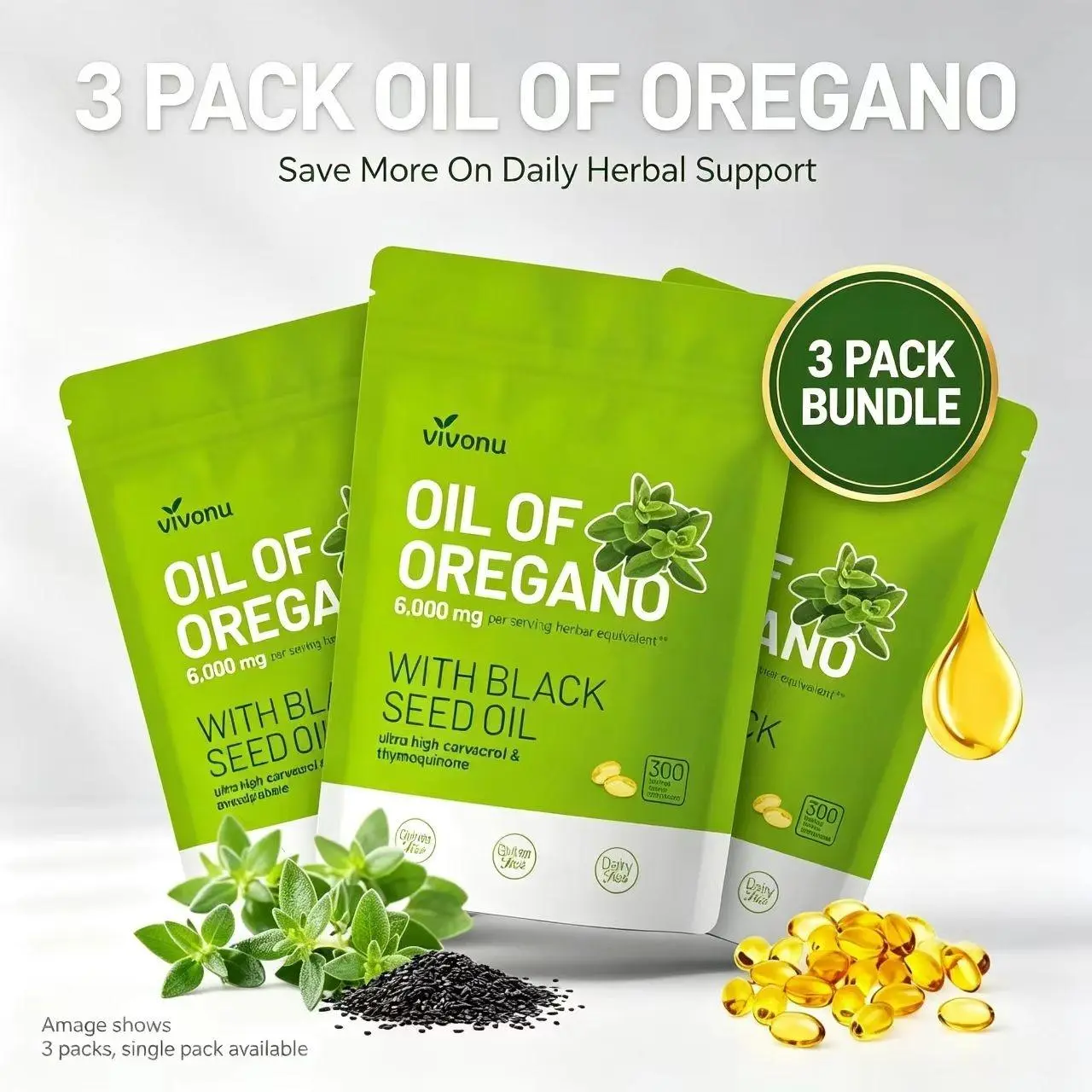 Oil of Oregano 300 Capsules with Black Seed Oil | Natural Antioxidants for Fitness | Nutritional Support | Highly Effective Botanicals Edible Dietary Supplement