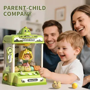 Kids Mini Home Claw Machine (Dinosaur Design) - 20 Prizes Included (10 Plush Toys + 10 Gashapons), Fun Gift for Boys & Girls