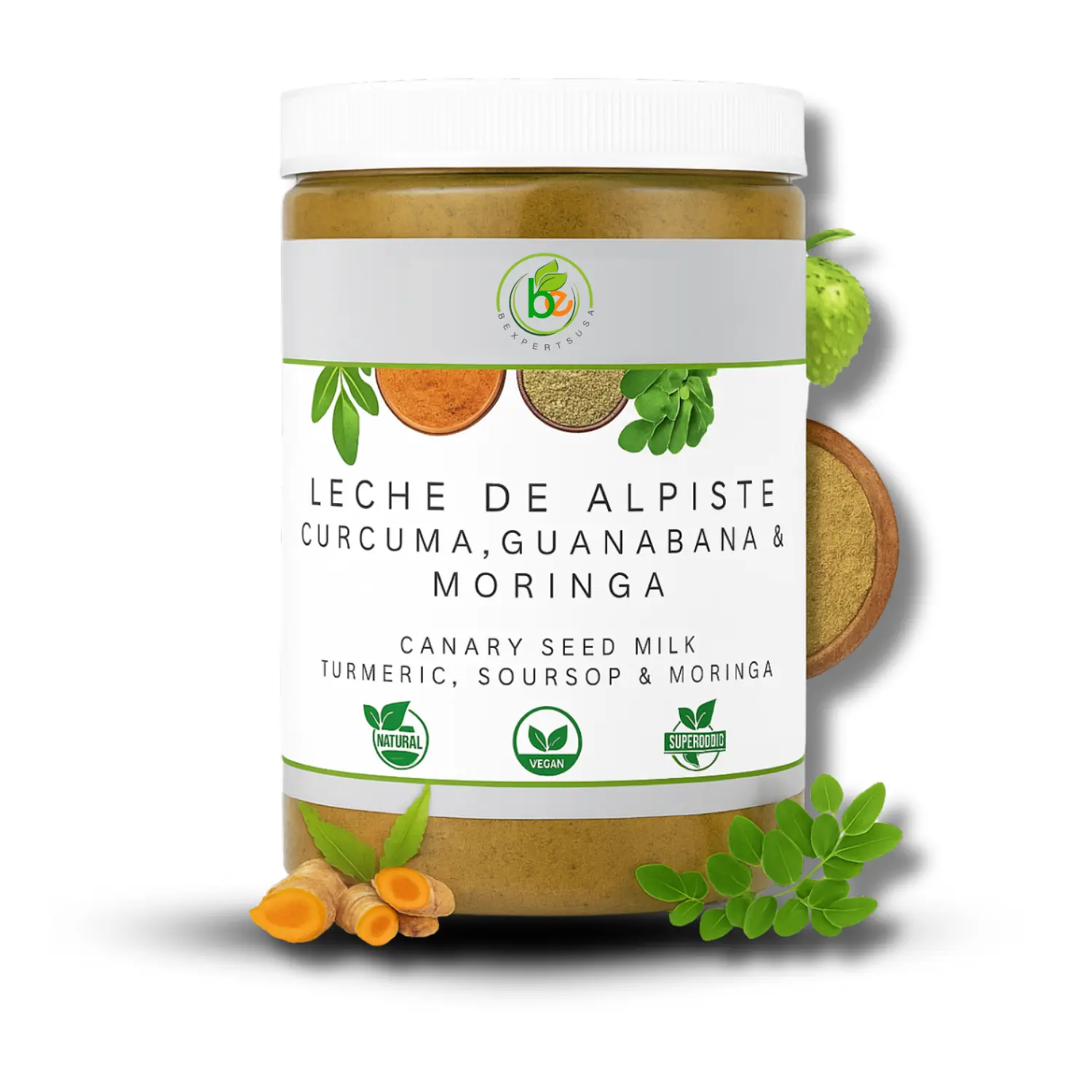 VIRAL Leche de Alpiste, Curcuma, Guanabana & Moringa (Premium Canary Seed Milk – with Turmeric, Soursop & Moringa) – Superfood Blend by Bexpertsusa– 16 oz