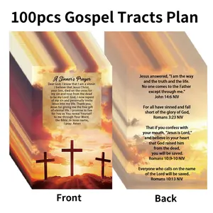 100pcs Christian Gospel Tract Cards - "Sinner Pray" Pocket-Sized Holy Postcards with Inspirational Encouragement Faith Bible Verses, Salvation Cards, Scripture References Cards, Christian Gift, Inspiring Verses, Share, Greeting Cards