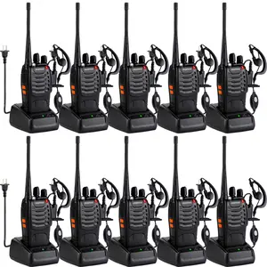 BaoFeng 888S walkie talkie Rechargeable UHF Handheld Two-Way Radio with Flashlight, Lithium Battery Charger and Headset, Suitable for Adults and Children (10 Pack )