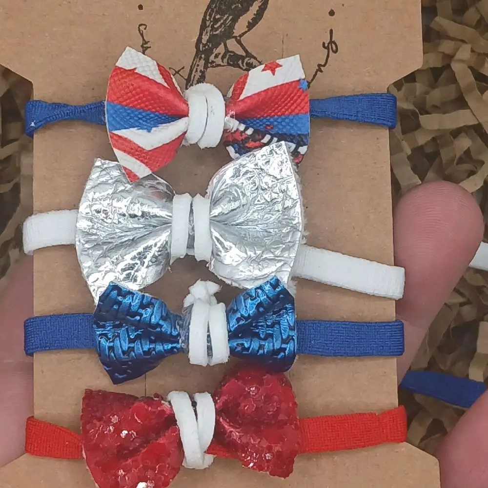 4-Piece Handmade Bearded Dragon Mini Bow Set, Small Pet Clothing for Baby Bearded Dragons